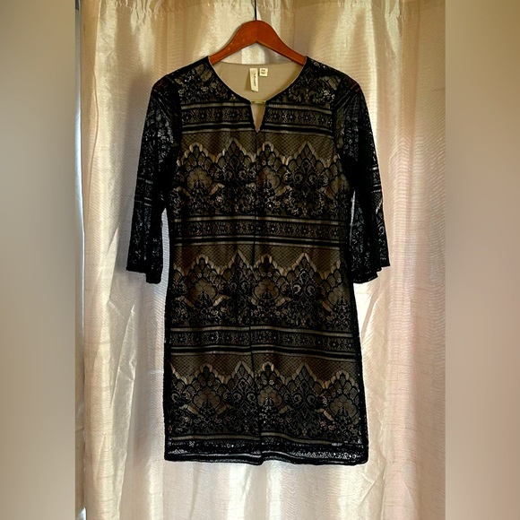 Tafeta Dress Nude Black (Ready M)